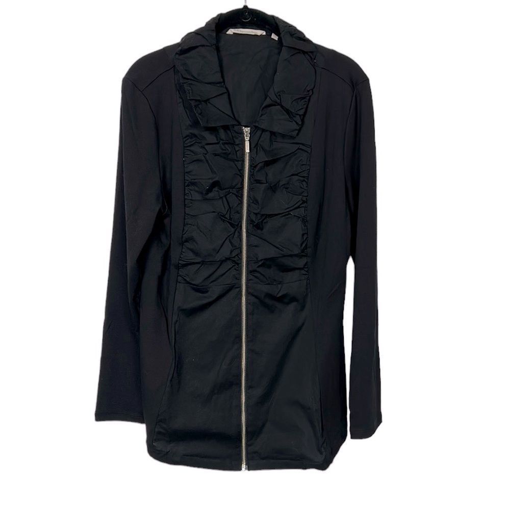 Soft Surroundings Shacket Black Ruched Stretchy Jacket coat size large